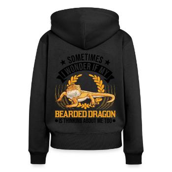 Dragon barbu Cadeau Dragon Barbu Pogona - Sweat à capuche zippé Premium bio Femme - noir - Dos - Julia (174cm)