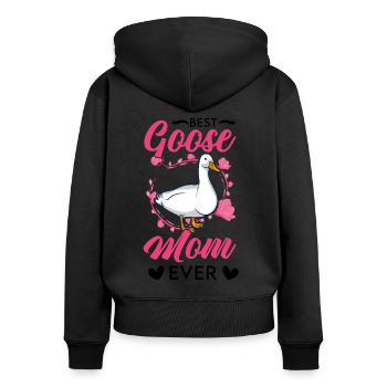 Best Goose Mom Ever Gänse Mama - Frauen Premium Bio Zip Hoodie - Schwarz - Hinten - Julia (174cm)