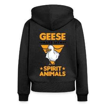 Geese Spirit Animal Goose Farmer Goose Goose - Women's Premium Organic Zip Hoodie - black - Back - Julia (174cm)