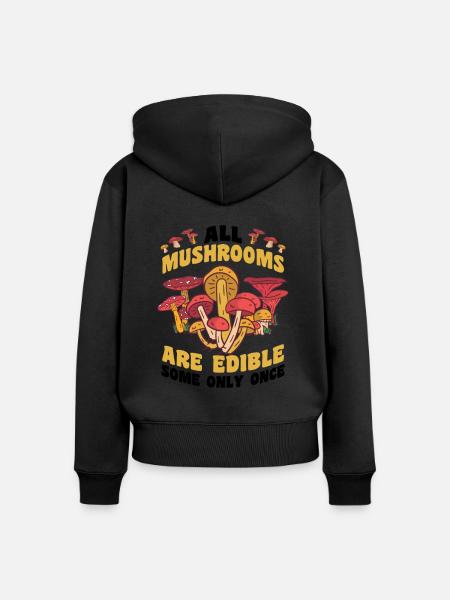 Pilze sammeln - Frauen Premium Bio Zip Hoodie - Schwarz