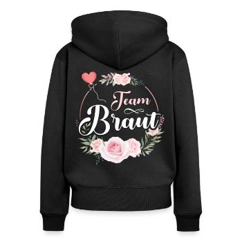 Team Braut JGA Frauen T-Shirt Team Bride Shirt - Frauen Premium Bio Zip Hoodie - Schwarz - Hinten - Julia (174cm)