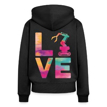 Robot Robotique Ingénieur Aquarelle - Sweat à capuche zippé Premium bio Femme - noir - Dos - Julia (174cm)