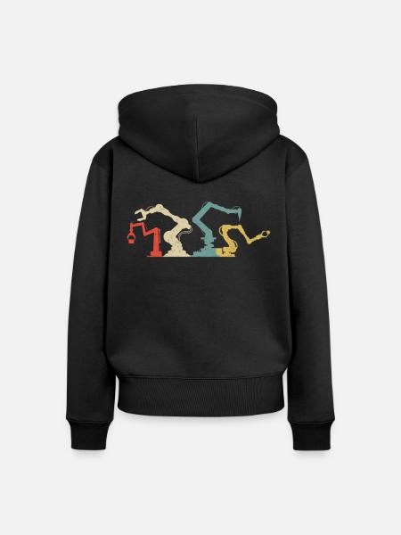 Robot Robotics Engineer Retro - Frauen Premium Bio Zip Hoodie - Schwarz
