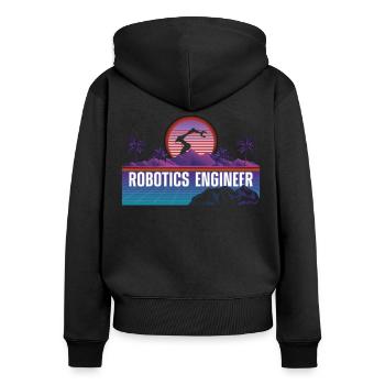 Robot Robotique Ingénieur Rétro - Sweat à capuche zippé Premium bio Femme - noir - Dos - Julia (174cm)
