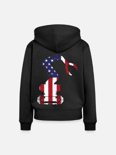 Robot Robotics Engineer American - Frauen Premium Bio Zip Hoodie - Schwarz