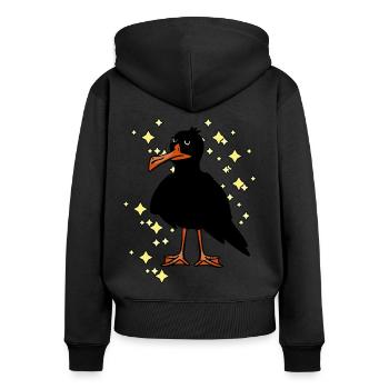 Pech Unglück Vogel Vögel Rabe Krähe - Frauen Premium Bio Zip Hoodie - Schwarz - Hinten - Julia (174cm)