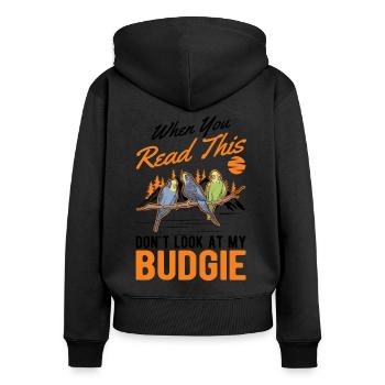 Budgerigar Gift Welli cockatiel - Women's Premium Organic Zip Hoodie - black - Back - Julia (174cm)