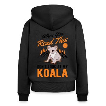 Koala Geschenk Koalabär - Frauen Premium Bio Zip Hoodie - Schwarz - Hinten - Julia (174cm)