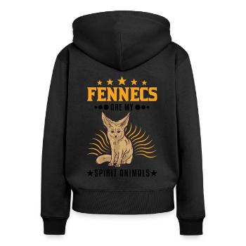 Fennek Spirit Animal Desert Fox - Women's Premium Organic Zip Hoodie - black - Back - Julia (174cm)