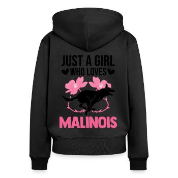 Malinois Girl Belgian Shepherd - Women's Premium Organic Zip Hoodie - black - Back - Julia (174cm)
