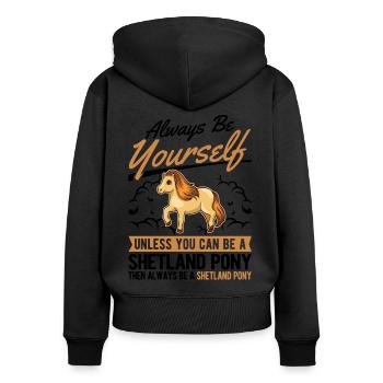 Soyez toujours vous-même Shetland Pony Shetty - Sweat à capuche zippé Premium bio Femme - noir - Dos - Julia (174cm)