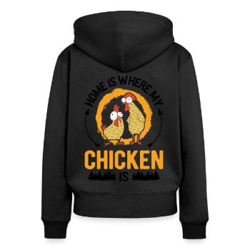 Poulets Home Farmer Poulet - Sweat à capuche zippé Premium bio Femme - noir - Dos - Julia (174cm)