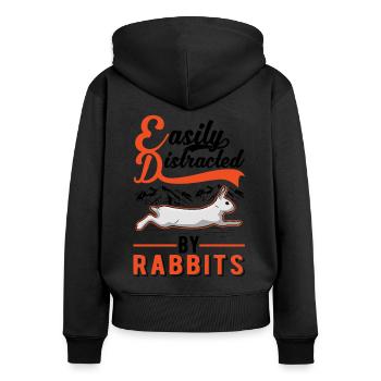 Easily distracted by Rabbits Rabbit Rabbit - Women's Premium Organic Zip Hoodie - black - Back - Julia (174cm)
