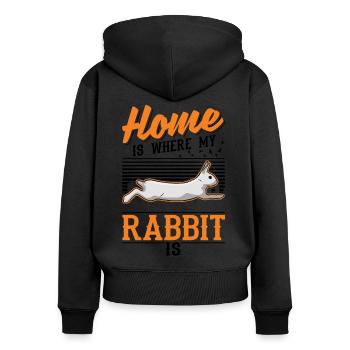 La maison est l’endroit où mon lapin est lapin lapin - Sweat à capuche zippé Premium bio Femme - noir - Dos - Julia (174cm)