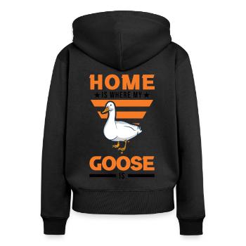 Home is where my geese are goose - Women's Premium Organic Zip Hoodie - black - Back - Julia (174cm)
