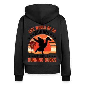 Indian Running Duck Gift Running Duck - Women's Premium Organic Zip Hoodie - black - Back - Julia (174cm)