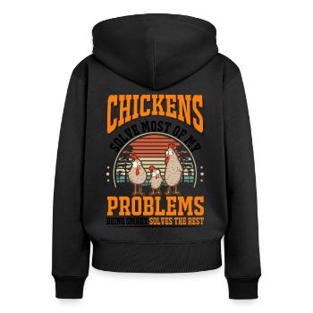 Chickens Chicken Farming Chicken Farmer - Women's Premium Organic Zip Hoodie - black - Back - Julia (174cm)