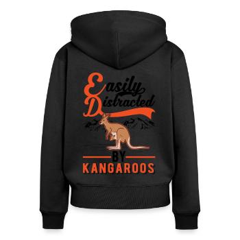 Easily distracted by Kangaroos Kangaroo - Women's Premium Organic Zip Hoodie - black - Back - Julia (174cm)