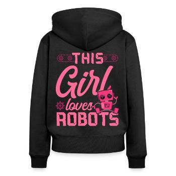 Robot Robotics Engineer Girl This - Women's Premium Organic Zip Hoodie - black - Back - Julia (174cm)