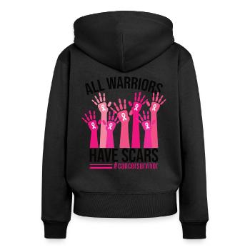 Alle Krieger haben Narben | Brustkrebs - Frauen Premium Bio Zip Hoodie - Schwarz - Hinten - Julia (174cm)