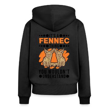 Fennec Gift Desert Fox - Women's Premium Organic Zip Hoodie - black - Back - Julia (174cm)