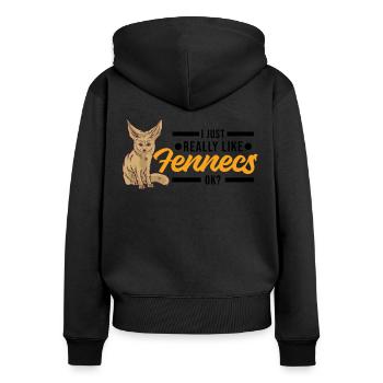 J’aime vraiment Fennecs Wüstenfuchs Fennec - Sweat à capuche zippé Premium bio Femme - noir - Dos - Julia (174cm)