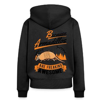 Parce que les tatous sont des tatou géniaux - Sweat à capuche zippé Premium bio Femme - noir - Dos - Julia (174cm)