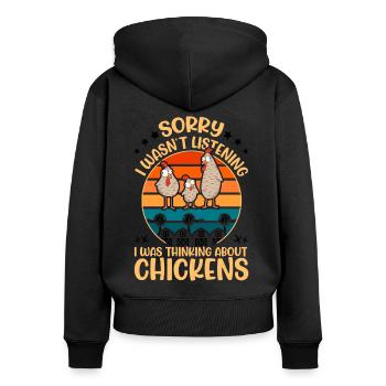 Poulets Éleveur Poulet Poulet - Sweat à capuche zippé Premium bio Femme - noir - Dos - Julia (174cm)