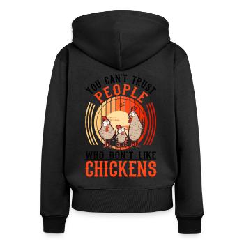 Poulets Éleveur Poulet Poulet - Sweat à capuche zippé Premium bio Femme - noir - Dos - Julia (174cm)