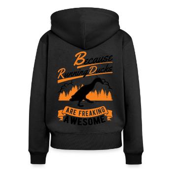 Indian Running Duck Gift Runner Duck - Women's Premium Organic Zip Hoodie - black - Back - Julia (174cm)