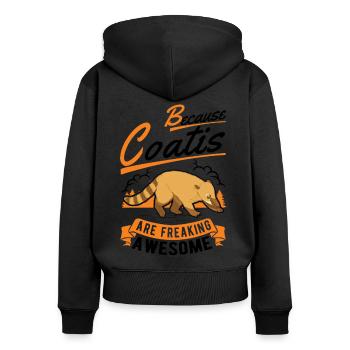 Parce que les Coatis sont des coati géniaux - Sweat à capuche zippé Premium bio Femme - noir - Dos - Julia (174cm)