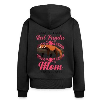 Roter Panda Mama Red Panda Mom - Frauen Premium Bio Zip Hoodie - Schwarz - Hinten - Julia (174cm)