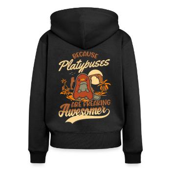 Platypus Gift Platypus - Women's Premium Organic Zip Hoodie - black - Back - Julia (174cm)