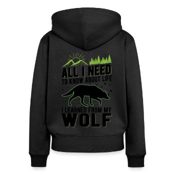 Wolf Liebhaber Geschenk Wolfsrudel - Frauen Premium Bio Zip Hoodie - Schwarz - Hinten - Julia (174cm)