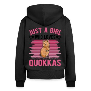 Quokka Girl Kangourou à queue courte - Sweat à capuche zippé Premium bio Femme - noir - Dos - Julia (174cm)
