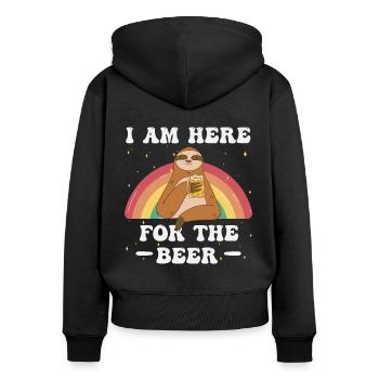 I am here for the beer - Women's Premium Organic Zip Hoodie - black - Back - Julia (174cm)