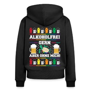 Alkoholfrei Gern- Aber Ohne Mich! - Frauen Premium Bio Zip Hoodie - Schwarz - Hinten - Julia (174cm)