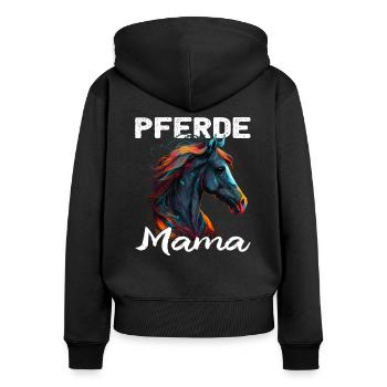 Pferdemama Pferdemädchen - Reiter - Westernreiter - Frauen Premium Bio Zip Hoodie - Schwarz - Hinten - Julia (174cm)