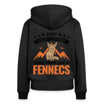Fennek Geschenk Wüstenfuchs Fennec - Frauen Premium Bio Zip Hoodie - Schwarz - Hinten - Julia (174cm)