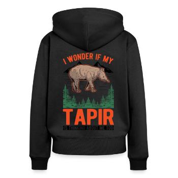Tapir Geschenk Flachlandtapir Tapirdae Tapir - Frauen Premium Bio Zip Hoodie - Schwarz - Hinten - Julia (174cm)