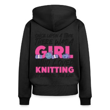 Knitting Knitter Girl Once Upon A - Women's Premium Organic Zip Hoodie - black - Back - Julia (174cm)