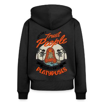 Ornithorynque Cadeau Ornithorynque - Sweat à capuche zippé Premium bio Femme - noir - Dos - Julia (174cm)