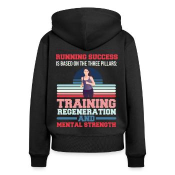 Running Success Training Mental Strenght - Frauen Premium Bio Zip Hoodie - Schwarz - Hinten - Julia (174cm)