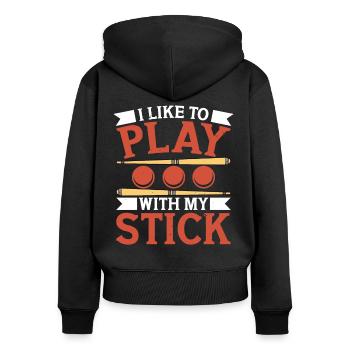 Snooker Like To Play With Stick Billiards 8 Ball - Women's Premium Organic Zip Hoodie - black - Back - Julia (174cm)