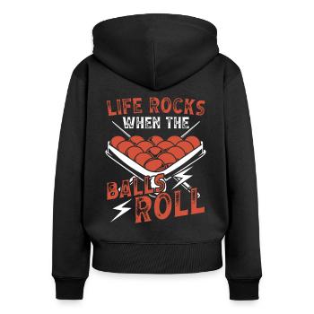 Snooker Life Rocks When Balls Roll Billiards 8 Ball - Women's Premium Organic Zip Hoodie - black - Back - Julia (174cm)