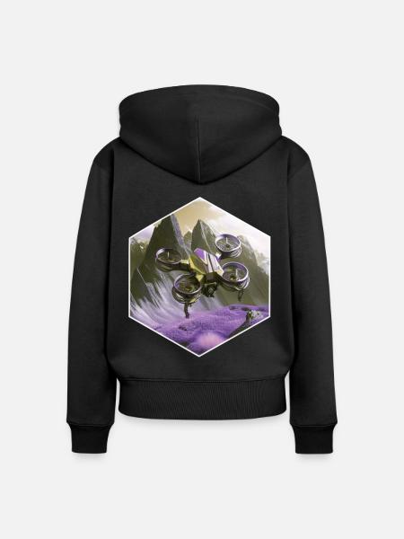 Dronenpilot Quadrocopter fliegen - Frauen Premium Bio Zip Hoodie - Schwarz
