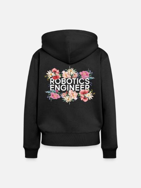 Robot Robotics Engineer Flower - Frauen Premium Bio Zip Hoodie - Schwarz