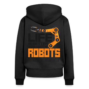 Robot Robotics Engineer Vintage - Women's Premium Organic Zip Hoodie - black - Back - Julia (174cm)