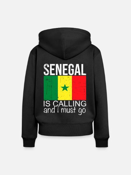 senegal - Frauen Premium Bio Zip Hoodie - Schwarz