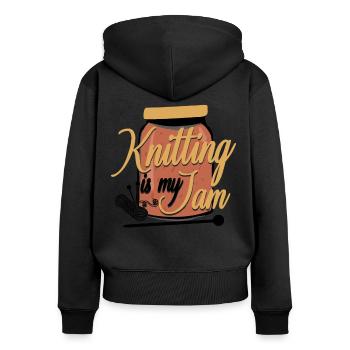 Knitting Knitter Knitting Is My - Frauen Premium Bio Zip Hoodie - Schwarz - Hinten - Julia (174cm)